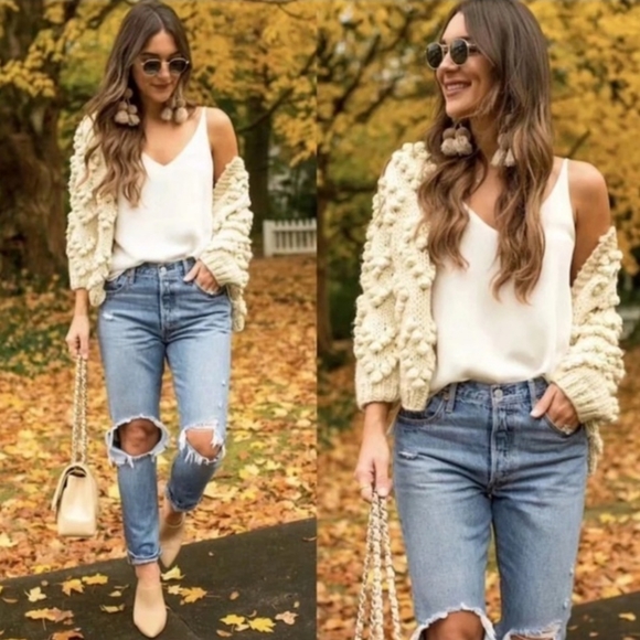 #11 Cream Nubby Cardigan Sweater - Picture 2 of 10